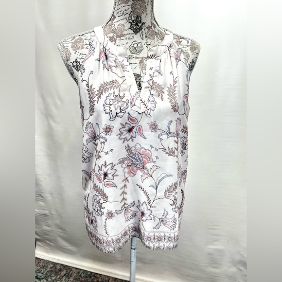 🛍️ ANTIBES‎ BLANC Pale pink floral sleeveless blouse size S. - Picture 6 of 12
